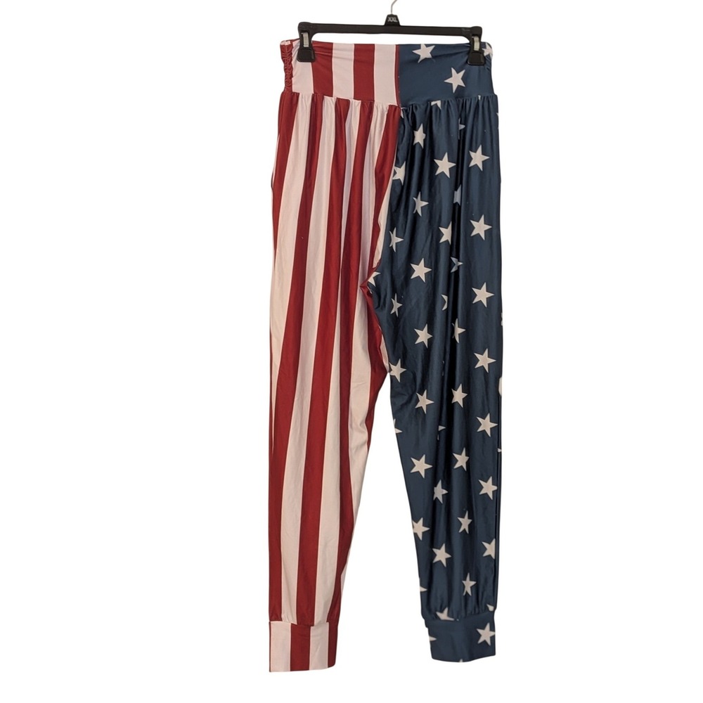 UEU‎ Womens American Flag Joggers Stars Stripes Patriotic Lounge Pants Large NWT